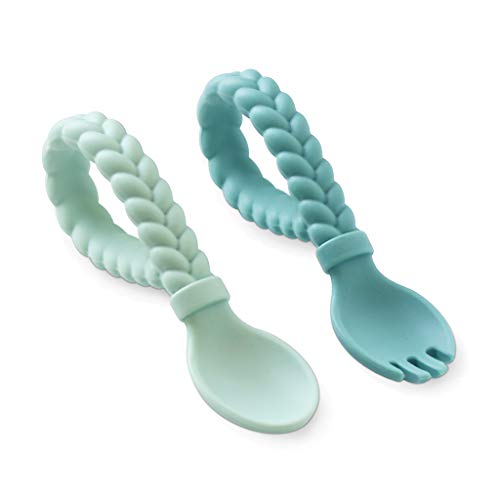 Itzy Ritzy Silicone Spoon, Fork Set; Baby Utensil