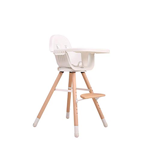 Rotatable Wooden Baby High Chair with Adjustable Tray