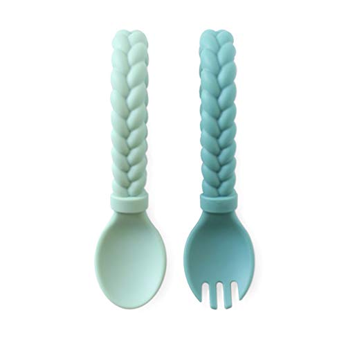 Itzy Ritzy Silicone Spoon, Fork Set; Baby Utensil