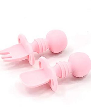 Silicone Baby Utensils Feeding Set, First Stage Baby Fork and Spoon
