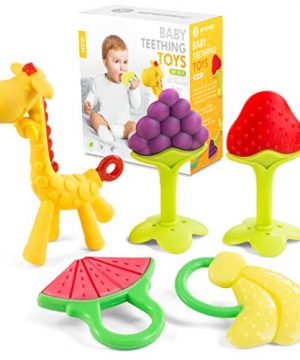 Baby Teething Toys for Newborn (5-Pack) Freezer Safe BPA Free