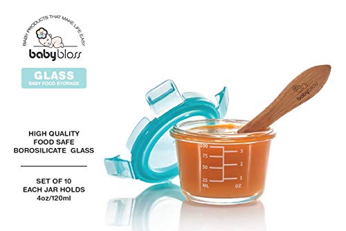 Set of 10 Glass Baby Food Containers with BPA-Free Locking Lids, Silicone Spoon, and Fork - The Ultimate Solution for Safe and Convenient Baby Food Storage