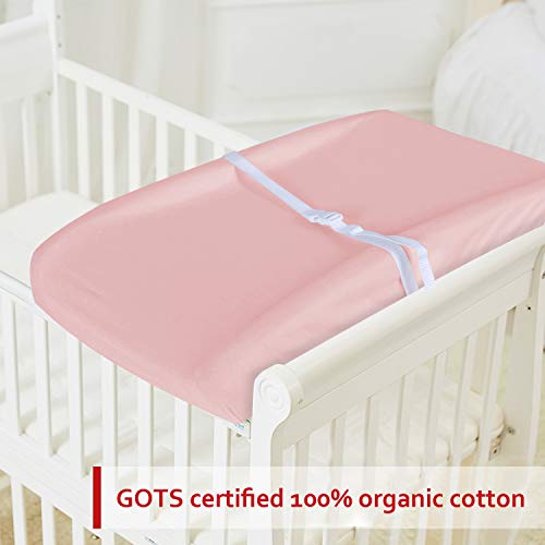 Changing Pad Cover Pink for Girl, 100% Organic Cotton