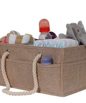 Burlap Baby Diaper Caddy Organizer - Premium Large