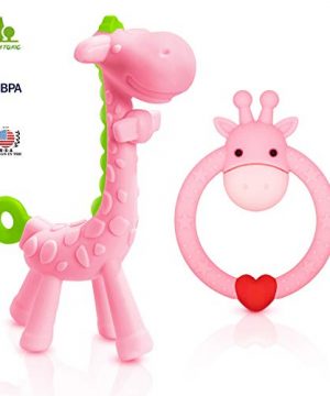 SHARE&ARE BPA Free 2 Silicone Giraffe Baby Teether Toy