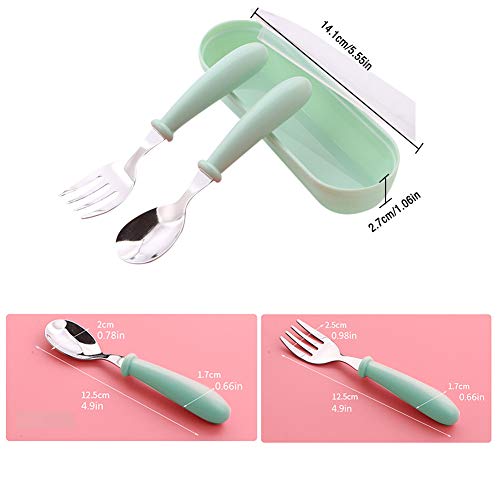 Self Feeding Learning with Ease - Toddler Utensils Set with Travel Case: Stainless Steel Baby Spoons and Forks for Healthy Mealtime