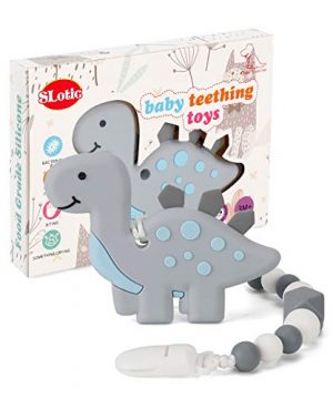 Slotic Baby Teething Toys, Dinosaur Teether Pain Relief Toy