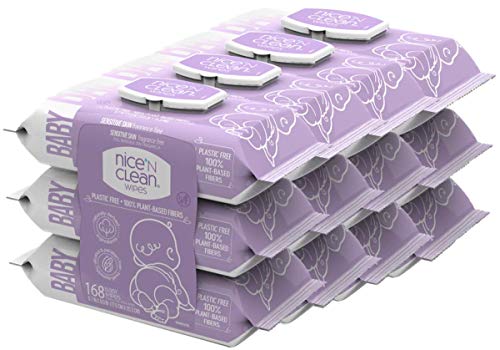 Nice 'n Clean Unscented Baby Wipes (672 Total Wipes) | Ideal for Sensitive Skin | Hypoallergenic, Plastic-Free, Plant-Based Wet Wipes | Made w/ 100% Purified Water