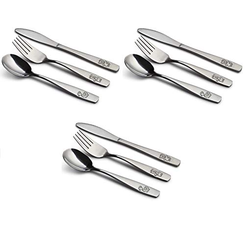 9 Piece Stainless Steel Kids Cutlery, Child and Toddler Safe Flatware