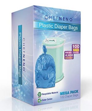 Disposable Diaper Pail Plastic Bags (100 Count) Compatible with Ubbi Pails
