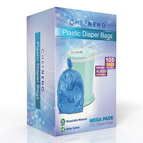 Disposable Diaper Pail Plastic Bags (100 Count) Compatible with Ubbi Pails