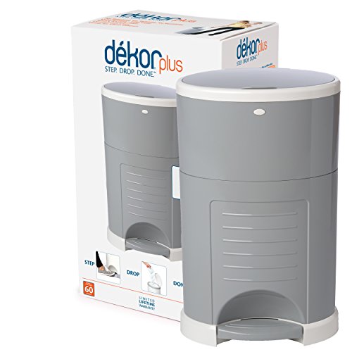 Dekor Plus Hands-Free Diaper Pail | Gray | Easiest to Use
