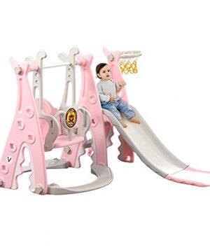 Ealing 4-in-1 Toddlers Slide and Swing Basketball Set