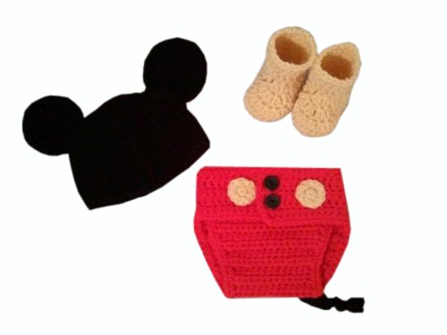 Baby Costume Cute Crochet Diaper Shoes Mouse Red