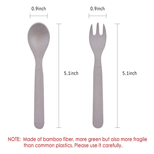 10pcs Bamboo Kids Spoons, Forks for Baby feeding