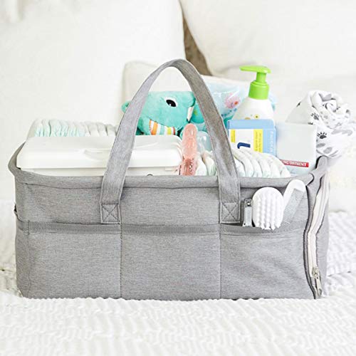 Baby Diaper Caddy Organizer, Large Grey Portable Diaper Holder
