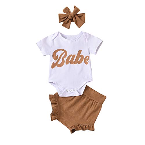 3Pcs Baby Girl Summer Clothes Letter Printed Outfits Shorts Set