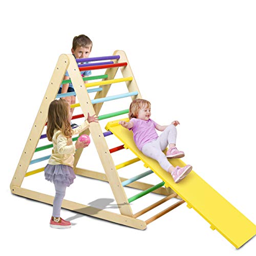 Costzon Foldable Wooden Climbing Triangle Ladder