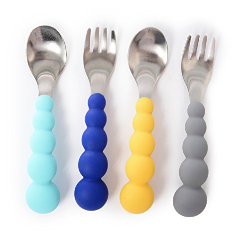Chewbeads Flatware - 4 Piece Silicone and Stainless Steel