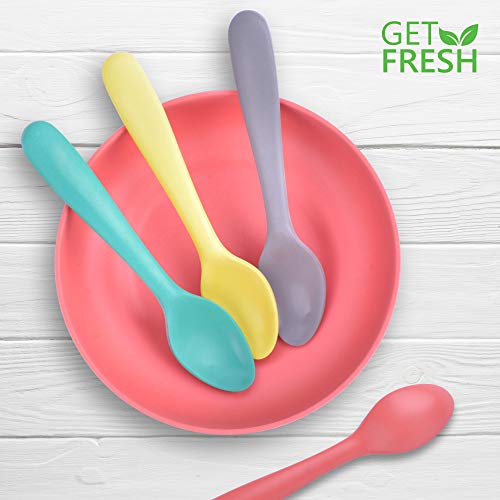 Bamboo Kids Spoons Set - Colorful and Safe Bamboo Fiber Utensils for Toddlers and School Children