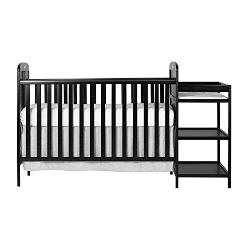 Dream On Me Anna 4-in-1 Full Size Crib and Changing Table Combo in Black