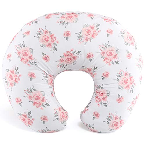 The Peanutshell Pink Floral Nursing Pillow for Breastfeeding