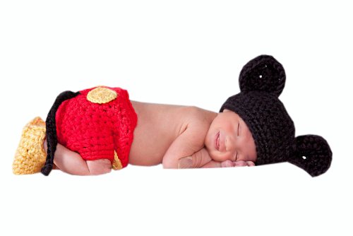 Baby Costume Cute Crochet Diaper Shoes Mouse Red