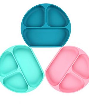 SOULCHEF Silicone Suction Plates for Babies 3 Pack