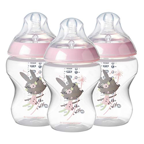 Anti-Colic Valve Baby Bottle Decorated Pink