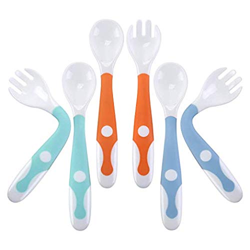 Baby Utensils Spoons Forks 3 Sets, Cute Stone Toddlers