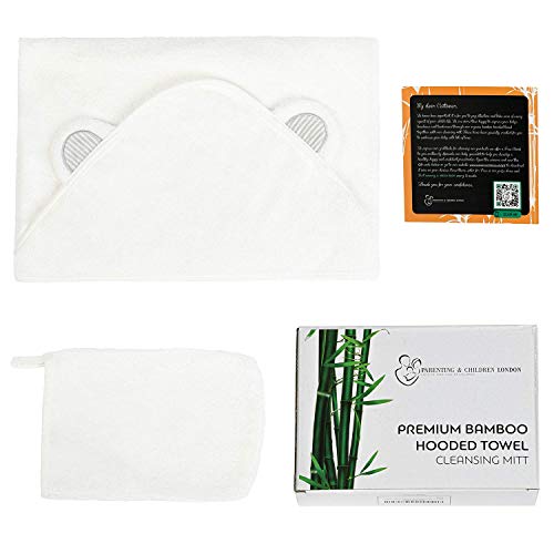 Bamboo Baby Hooded Towel and Organic Mitt Set