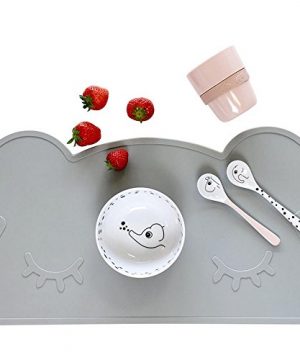 Kids Placemat - Eating with Sweet Bear, Silicone Placemat for Kids