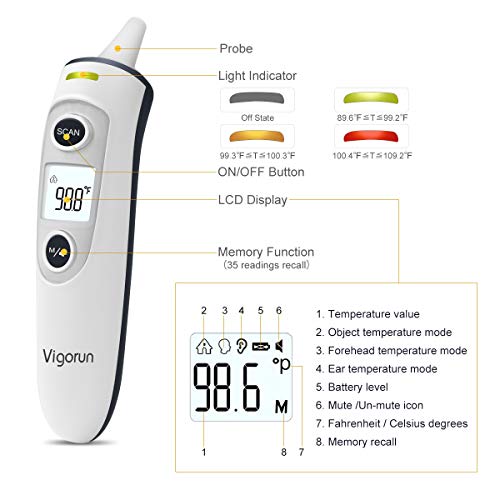 Vigorun Medical Forehead and Ear Thermometer