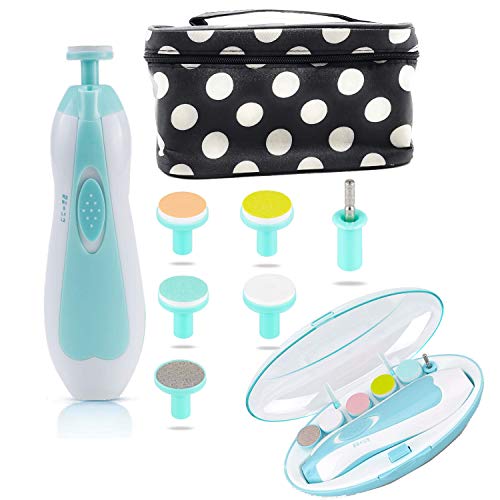 Baby Nail File Electric Nail Trimmer and Polka Dot Carry Case