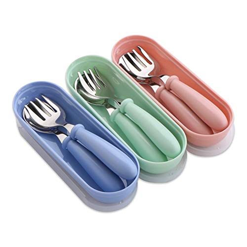 Toddler Utensils Set with Travel Case - Stainless Steel Baby Spoons and Forks, BPA-Free, Safe for Self-Feeding Learning