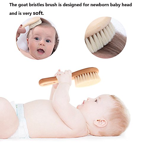 Baby Goat Hair Brush and Comb Set for Newborns