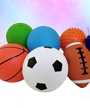 Pack of 6 Sports Balls with 1 Pump - 5" Soccer