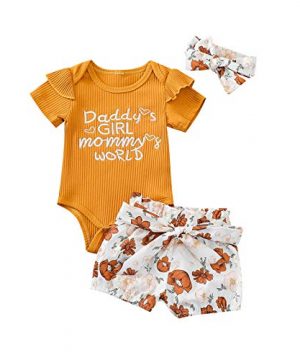 Newborn Baby Girl Clothes Letter Embroidery Short Sleeve
