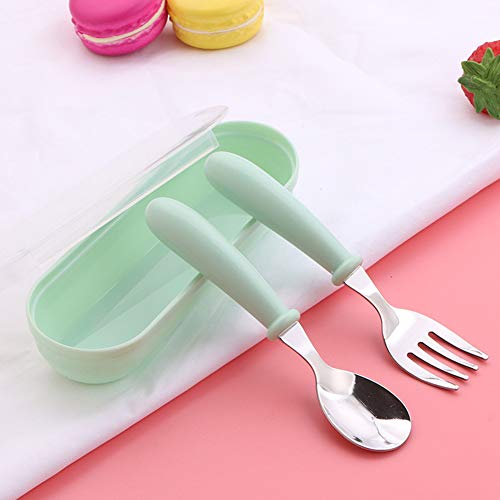 Self Feeding Learning with Ease - Toddler Utensils Set with Travel Case: Stainless Steel Baby Spoons and Forks for Healthy Mealtime