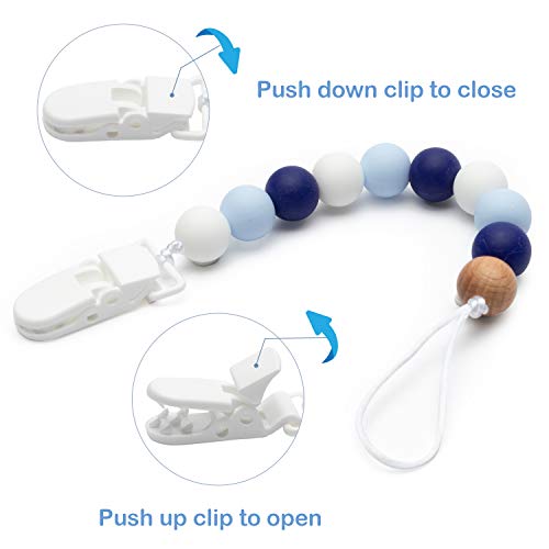 Stylish and Organized: 5 Pcs Silicone Pacifier Clip Set with Teething Beads