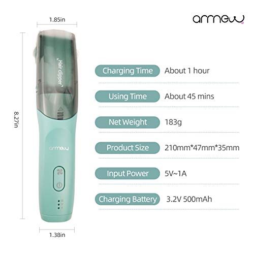 ARRNEW Baby Hair Clippers - Cordless Vacuum with 3 Guide Combs
