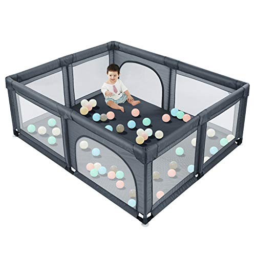 LAZY BUDDY Baby Playpen, Extra Large Play Yard for Kids