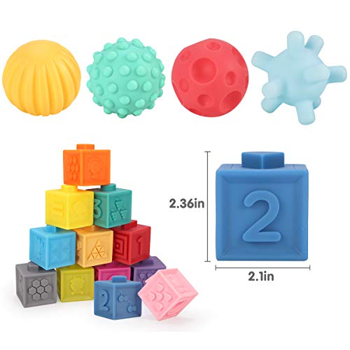 Baby Blocks Set: 16 PCS of Soft Building Blocks and Sensory Balls for Early Learning and Play