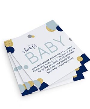 Navy and Gold Bring a Book for Baby Shower (25 Pack)