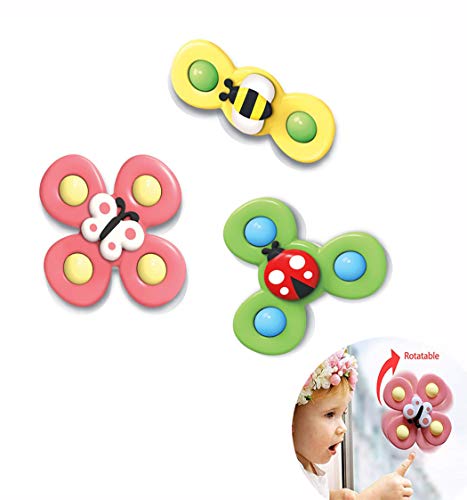 NUFR Suction Cup Spinning Top Toy, 3 PCS Baby Bath Spinner Toy