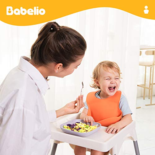 BABELIO BPA Free Toddler Plates, 2 Pack Food Grade Soft Silicone