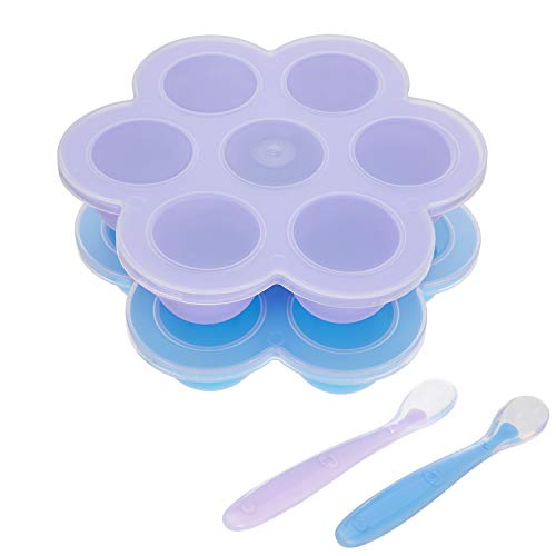 Egg Bites Molds Baby Food Storage with Silicone Spoons