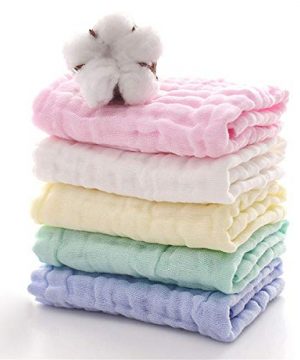 Muslin Baby Burp Cloths Set - Pack of 5-100% Organic Cotton