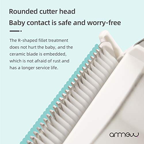 ARRNEW Baby Hair Clippers - Cordless Vacuum with 3 Guide Combs