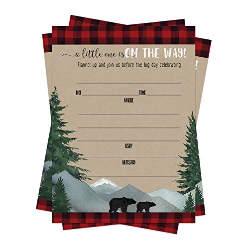 Lumberjack Baby Shower Invitations (15 Guests) Little Bear Party Supplies